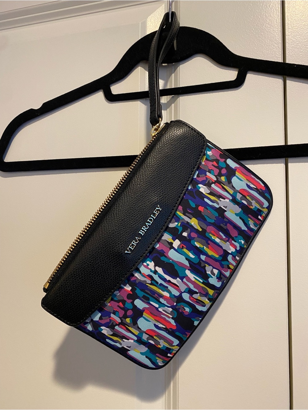 Vera Bradley Black Multicolor Abstract Print Wristlet
